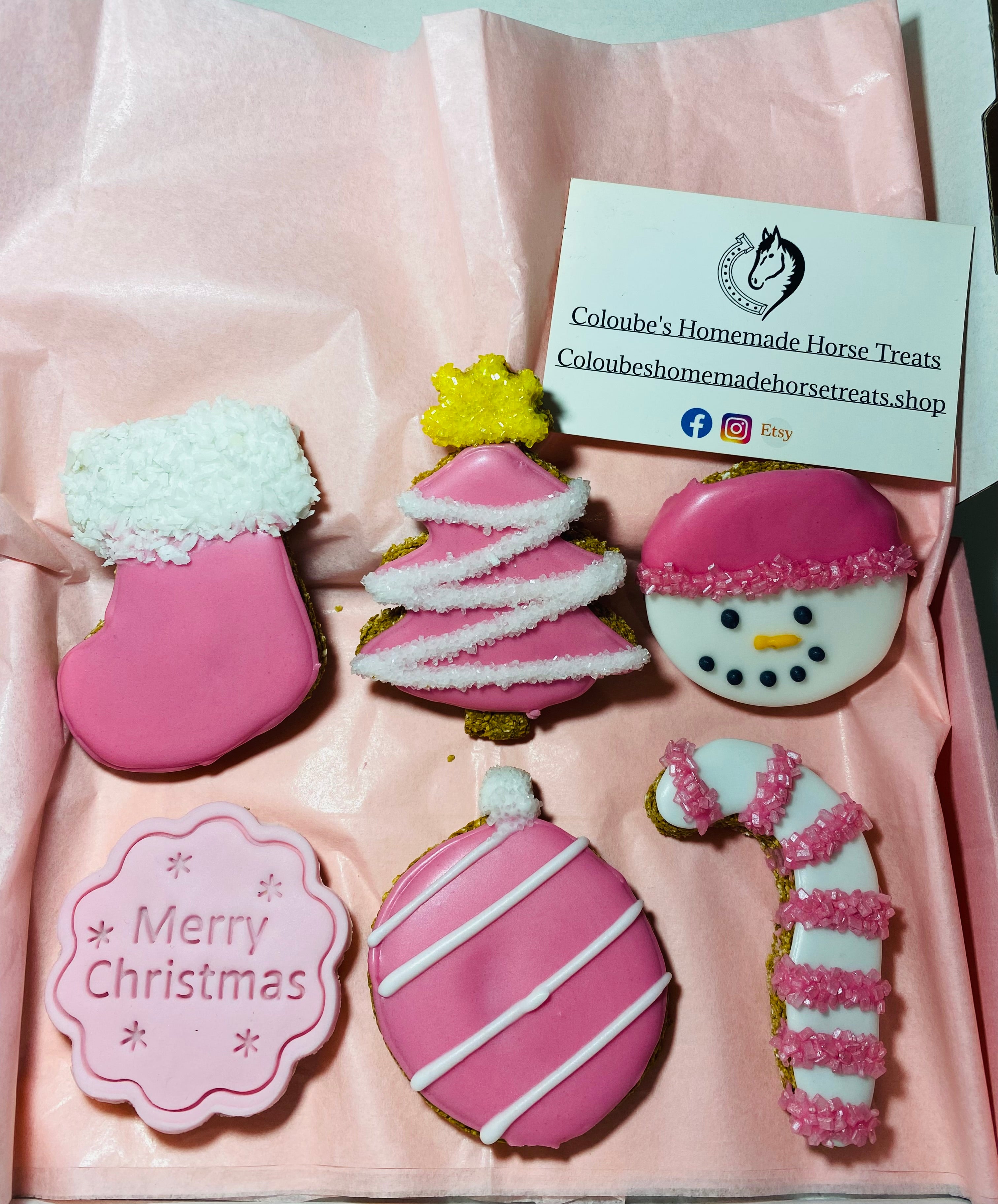 🎀 Pink Christmas Horse Treat Gift Box